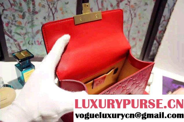 Gucci Padlock Gucci Signature Leather Shoulder Small Bag 409487 Red 2016