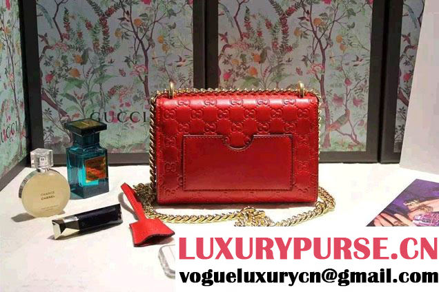 Gucci Padlock Gucci Signature Leather Shoulder Small Bag 409487 Red 2016