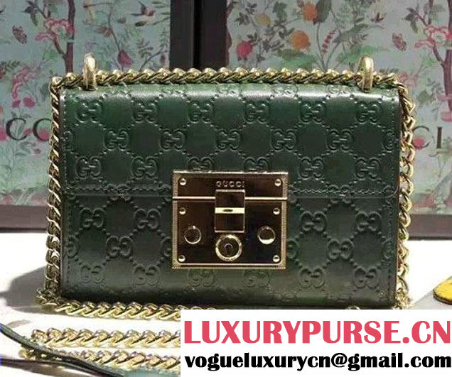 Gucci Padlock Gucci Signature Leather Shoulder Small Bag 409487 Green 2016