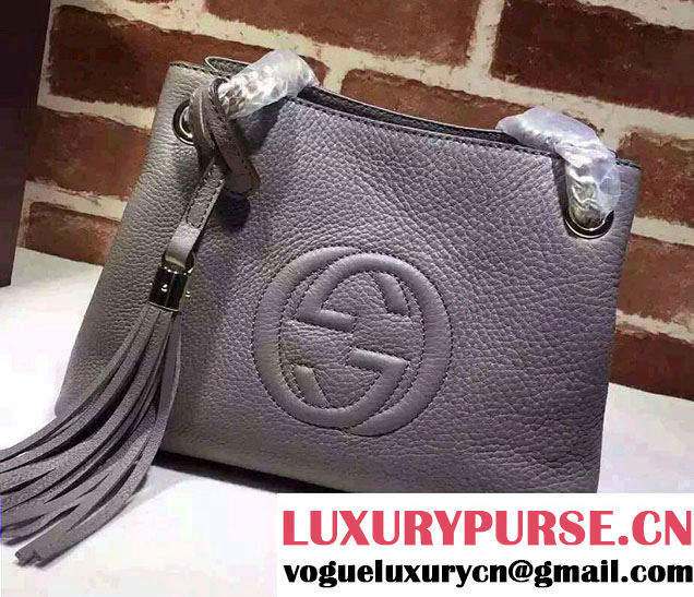 Gucci Soho Leather Shoulder Mini Bag 387043 Gray 2016