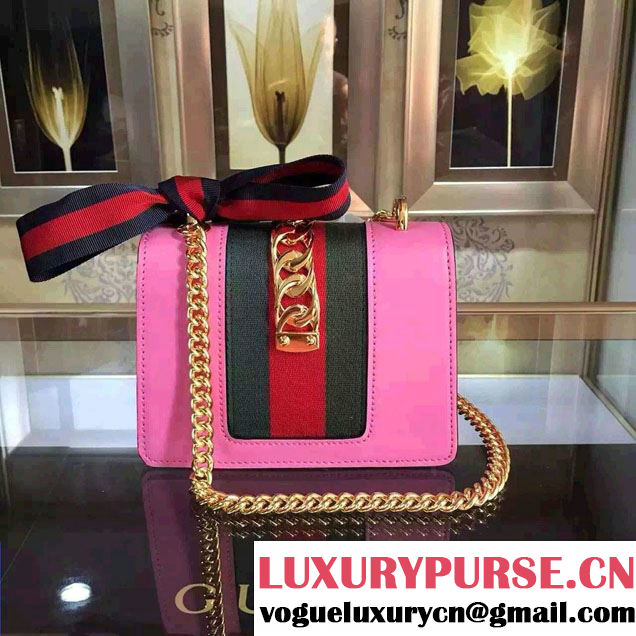 Gucci Sylvie Chain Leather Mini Shoulder Bag 431666 Pink 2016