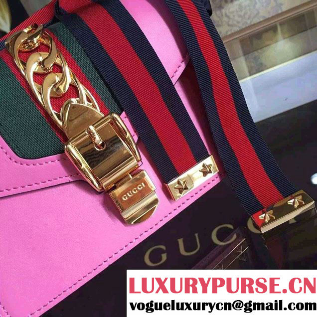 Gucci Sylvie Chain Leather Mini Shoulder Bag 431666 Pink 2016