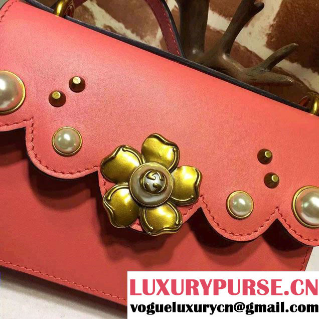 Gucci Pearl Studs Chain Shoulder Bag 432282 Peach 2016