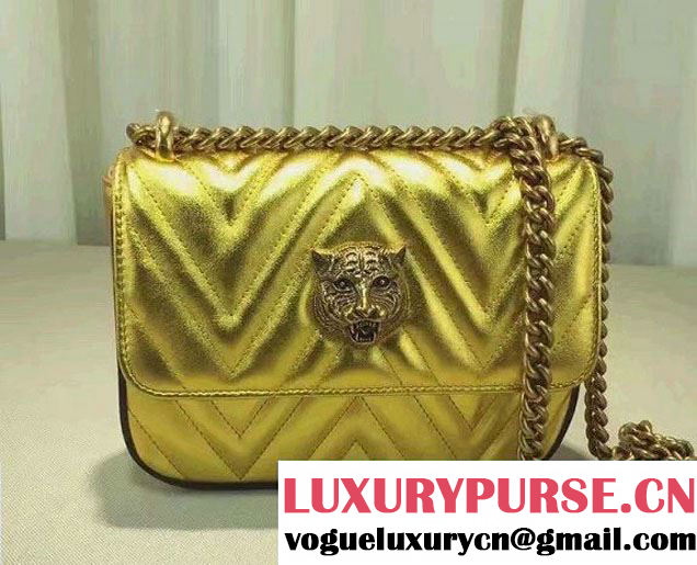 Gucci Broadway Chain Shoulder Bag 432581 Metallic Gold 2016