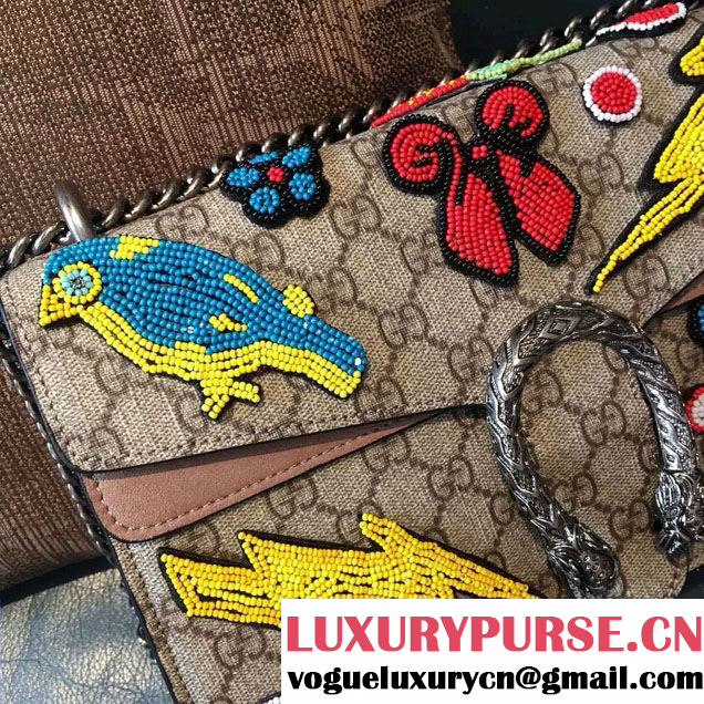 Gucci Dionysus GG Supreme Bird and Butterfly Beaded Shoulder Bag 400249 2016