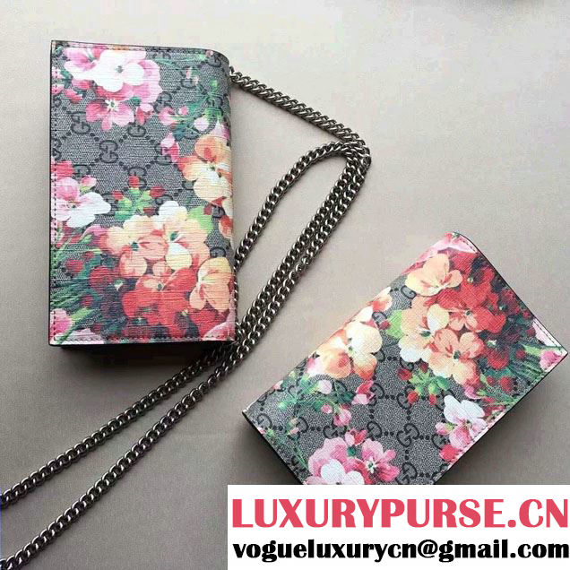 Gucci GG Supreme Blooms Chain Wallet 402724 Red 2016
