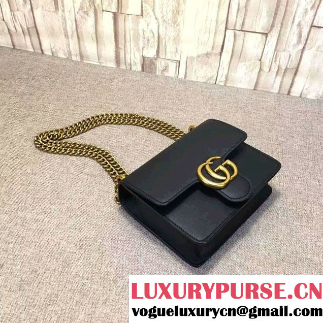 Gucci GG Marmont Leather Chain Shoulder Small Bag 431384 Black 2016