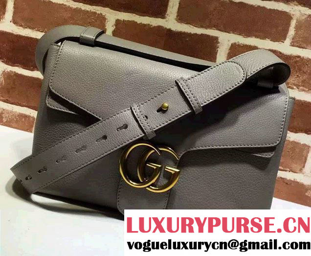Gucci GG Marmont Leather Shoulder Medium Bag 401173 Gray 2016