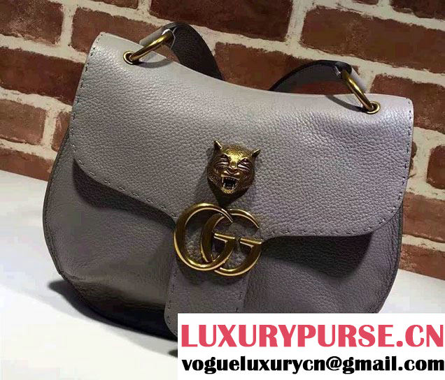 Gucci GG Marmont Leather Shoulder Medium Bag 409154 Gray 2016