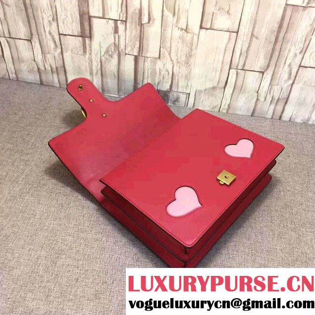 Gucci Heart And Mouth GG Marmont Leather Shoulder Bag 431382 Red 2016