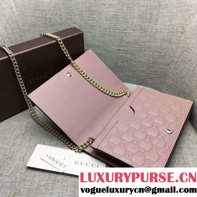 Gucci Signature Leather Mini Flap Bag 431408 Nude Pink 2016