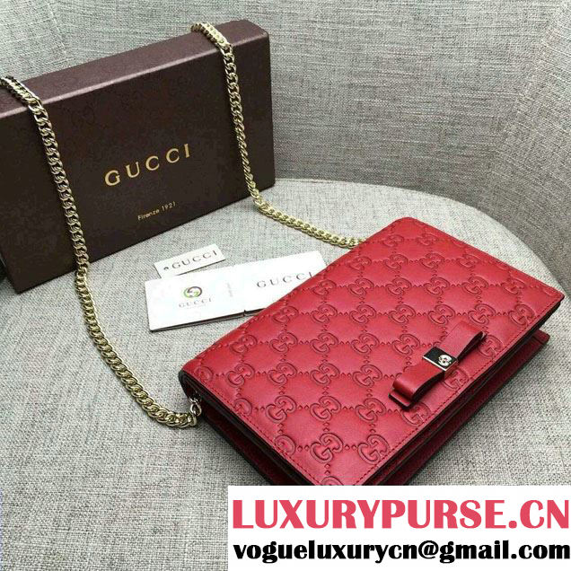 Gucci Signature Leather Mini Flap Bag 431408 Red 2016