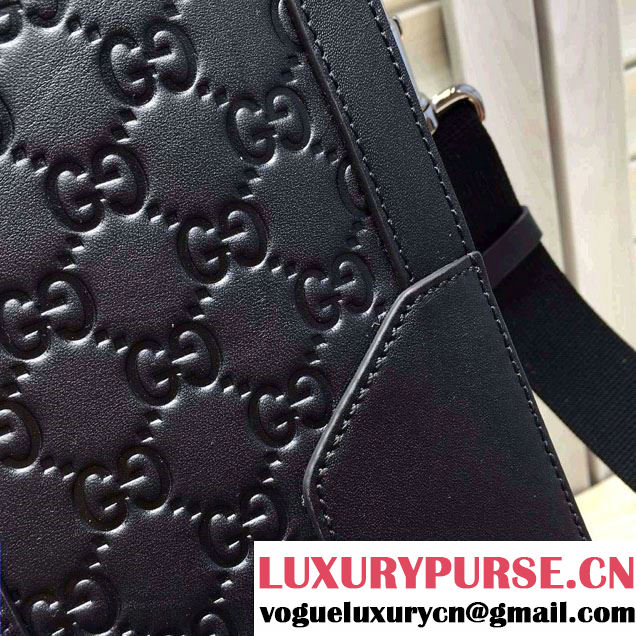 Gucci Signature Leather Briefcase Bag 406384 Black 2016
