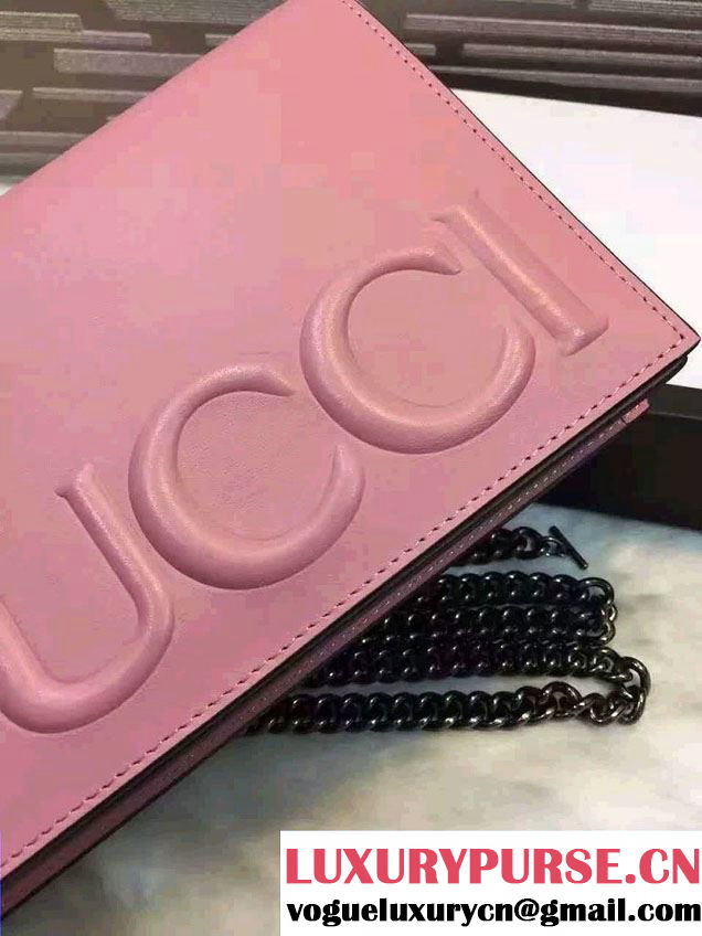 Gucci XL Leather Mini Chain Shoulder Bag 421850 Pink 2016