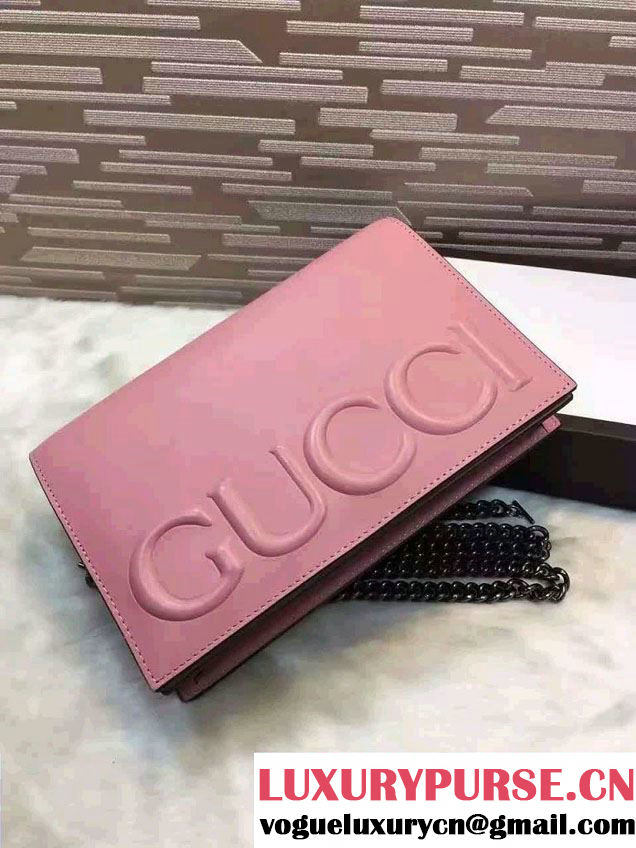 Gucci XL Leather Mini Chain Shoulder Bag 421850 Pink 2016