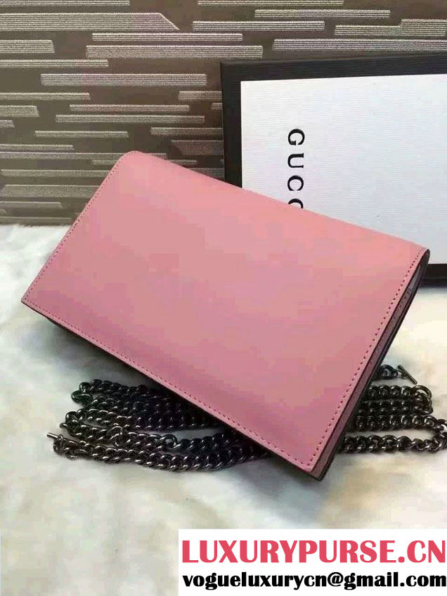 Gucci XL Leather Mini Chain Shoulder Bag 421850 Pink 2016