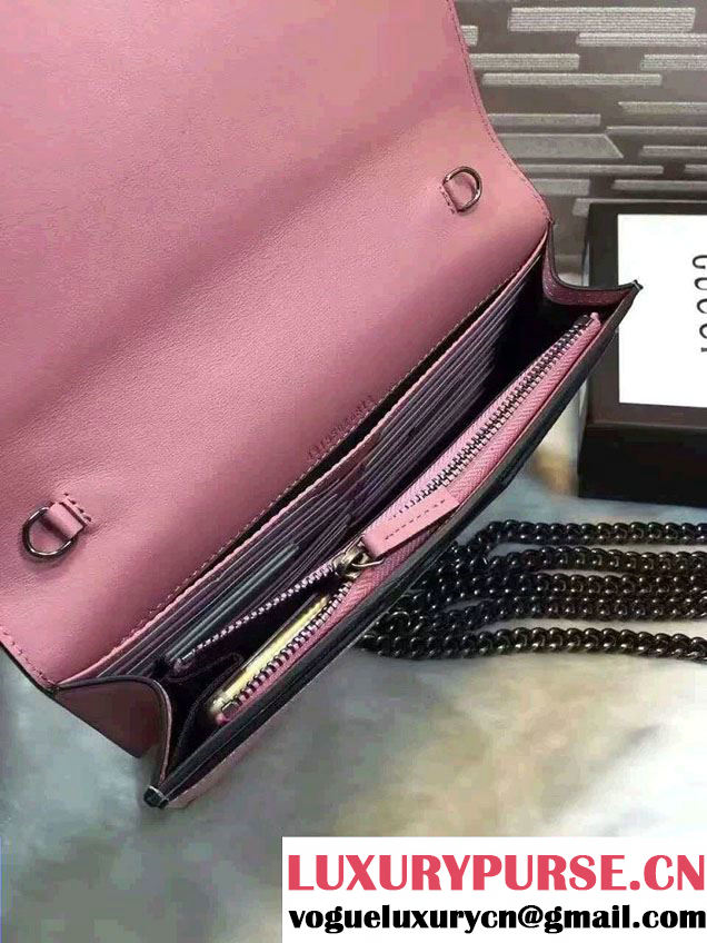 Gucci XL Leather Mini Chain Shoulder Bag 421850 Pink 2016
