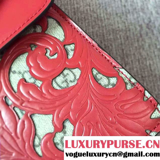 Gucci Dionysus Arabesque GG Supreme and Leather Shoulder Medium Bag 400235 Red 2016