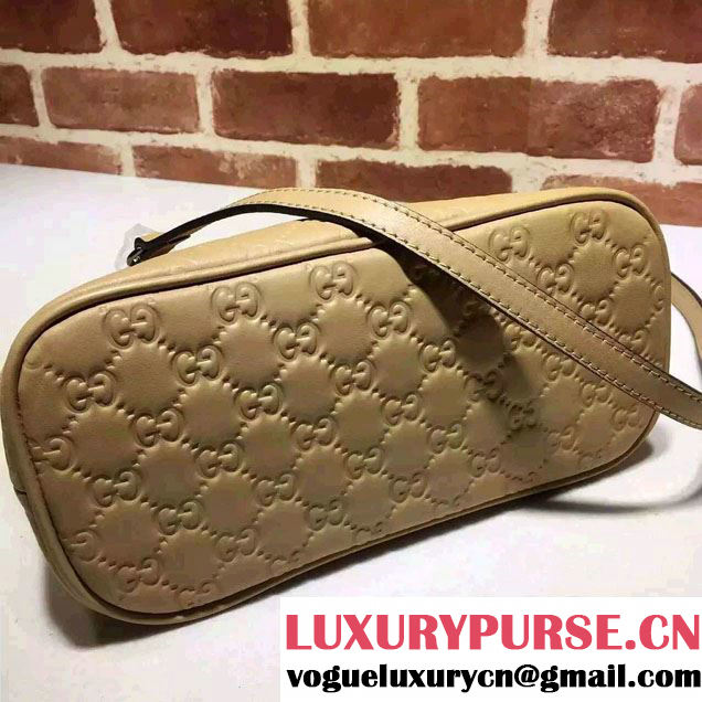 Gucci GG Guccissima Convertible Mini Dome Leather Cross Body Bag 341504 Apricot