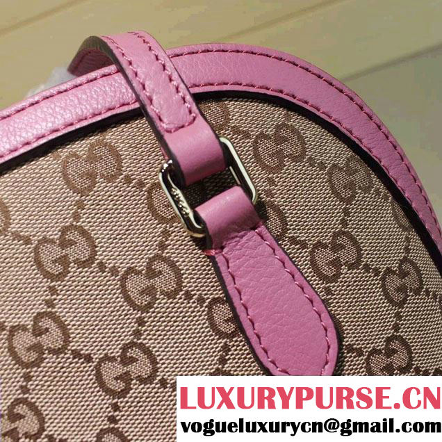 Gucci GG Supreme Canvas Convertible Mini Dome Cross Body Bag 341504 Pink