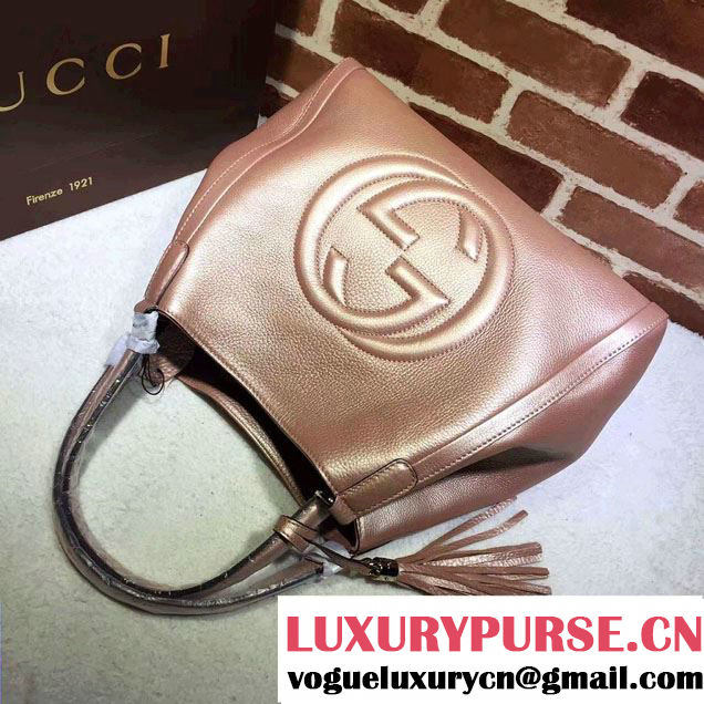 Gucci Soho Leather Shoulder Medium Bag 282309 Pink Gold