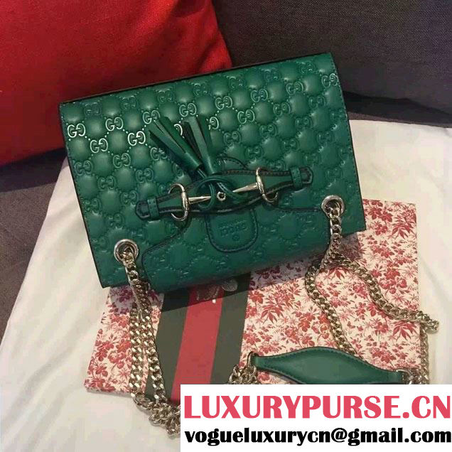 Gucci Emily Guccissima Leather Chain Shoulder Small Bag 369621 Green