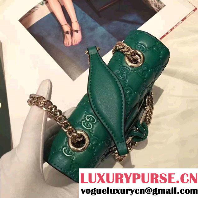 Gucci Emily Guccissima Leather Chain Shoulder Mini Bag 369622 Green