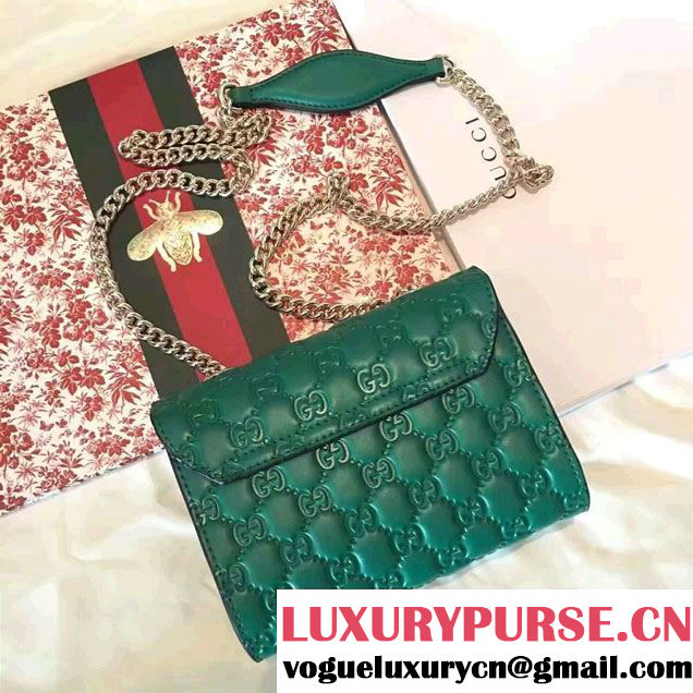 Gucci Emily Guccissima Leather Chain Shoulder Mini Bag 369622 Green