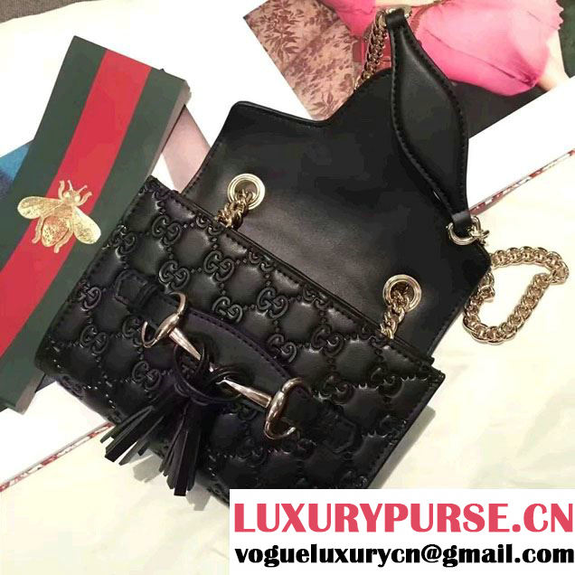 Gucci Emily Guccissima Leather Chain Shoulder Mini Bag 369622 Black
