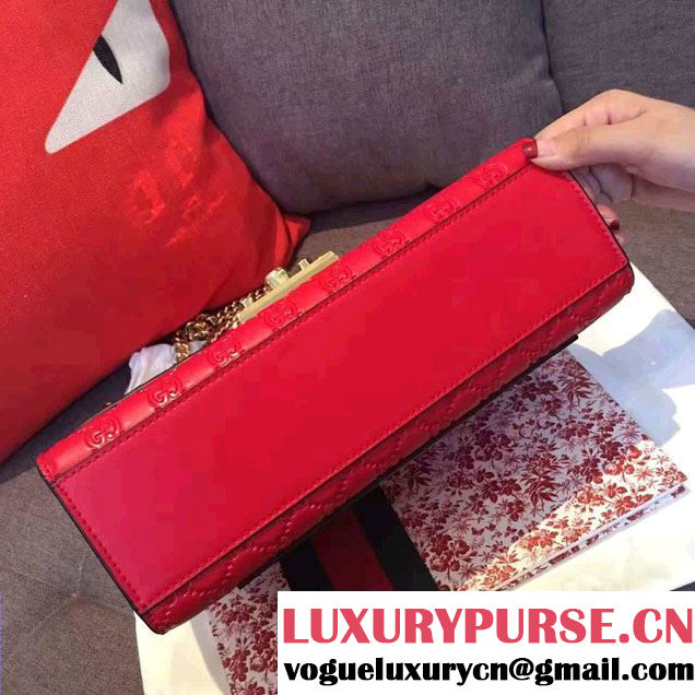 Gucci Padlock Gucci Signature Leather Shoulder Medium Bag 409486 Red 2016