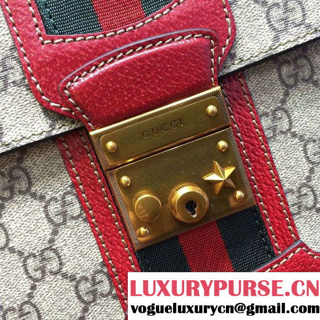 Gucci GG Canvas Web Shoulder Bag 441984 Red 2016
