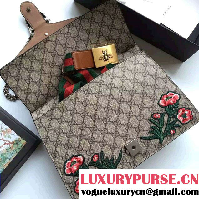 Gucci Sequins Butterfly And Ananas Embroidered Dionysus GG Supreme Medium Bag 400235 2016