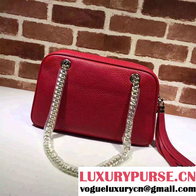 Gucci Soho Leather Shoulder Small Bag With Double Chain Straps 308983 Red