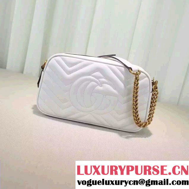 Gucci GG Marmont Matelassé Chevron Shoulder Small Bag 447632 White 2016
