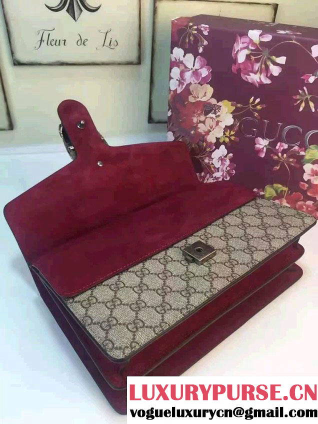 Gucci Dionysus GG Supreme Canvas Shoulder Bag 400249 Burgundy