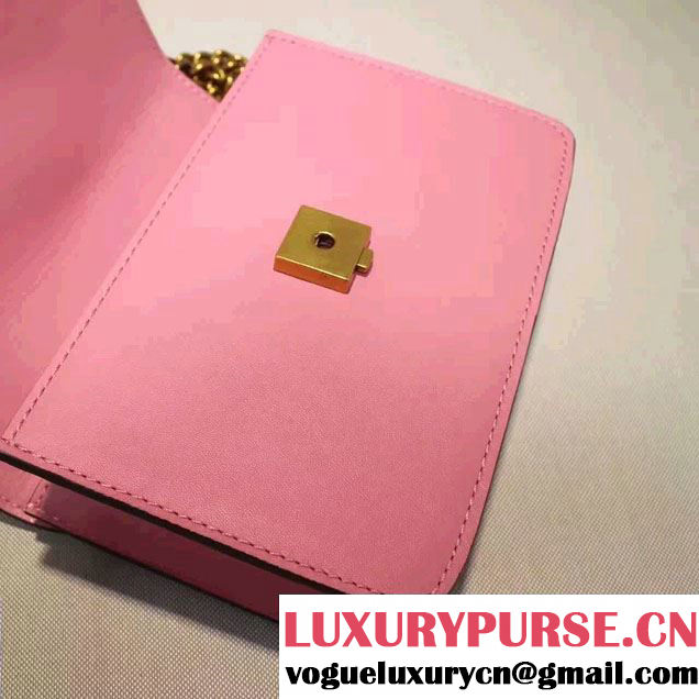 Gucci Pearl Studs and Bow Leather Chain Shoulder Small Bag 432281 Pink 2016