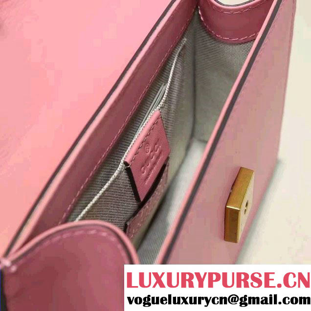 Gucci Pearl Studs and Bow Leather Chain Shoulder Small Bag 432281 Pink 2016