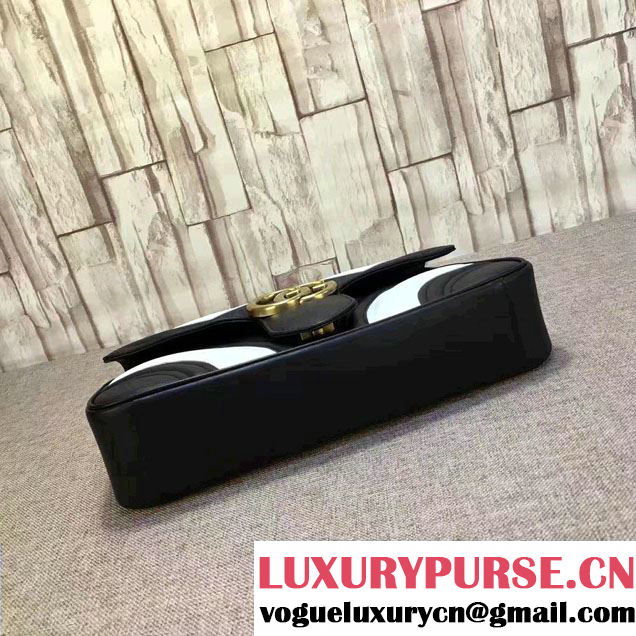 Gucci GG Marmont Matelassé Chevron Medium Chain Shoulder Bag 443496 Black/White 2016