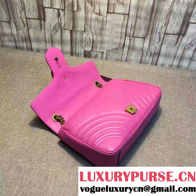 Gucci GG Marmont Matelassé Chevron Medium Chain Shoulder Bag 443496 Pink 2016