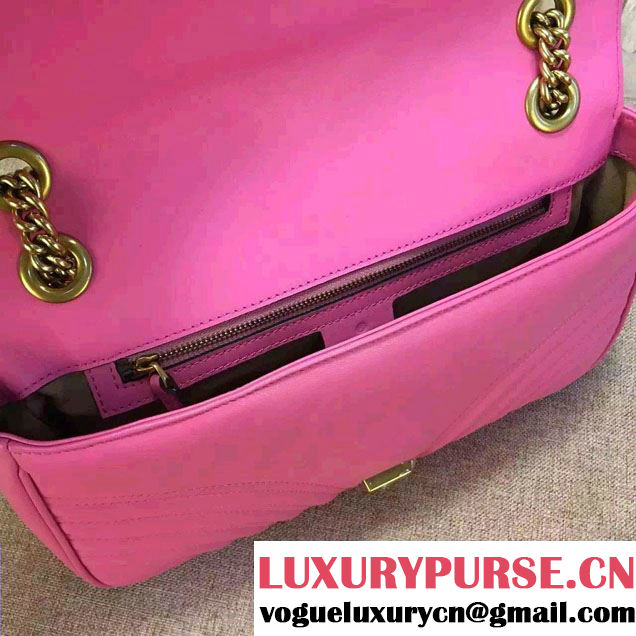Gucci GG Marmont Matelassé Chevron Medium Chain Shoulder Bag 443496 Pink 2016
