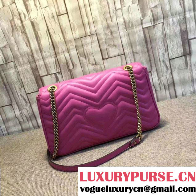 Gucci GG Marmont Matelassé Chevron Medium Chain Shoulder Bag 443496 Pink 2016