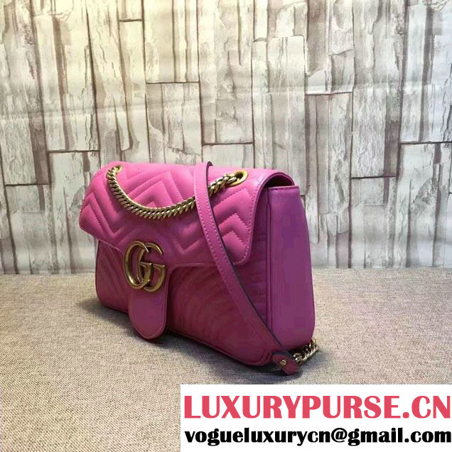 Gucci GG Marmont Matelassé Chevron Medium Chain Shoulder Bag 443496 Pink 2016