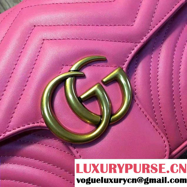 Gucci GG Marmont Matelassé Chevron Medium Chain Shoulder Bag 443496 Pink 2016