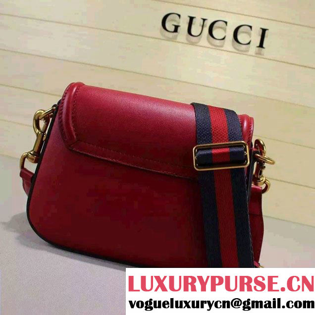 Gucci Lady Web Leather Shoulder Small Bag 384821 Red
