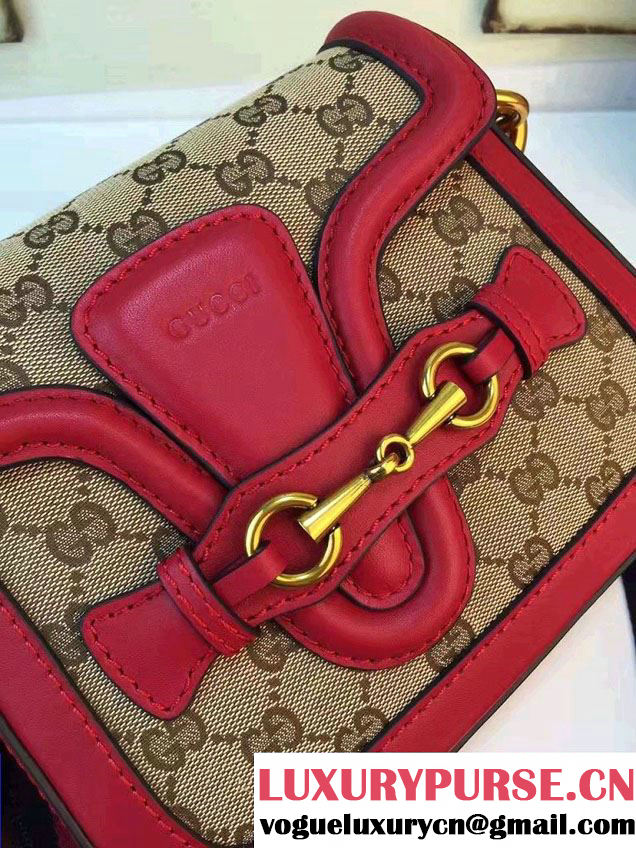 Gucci Lady Web Original GG Canvas Shoulder Small Bag 384821 Red