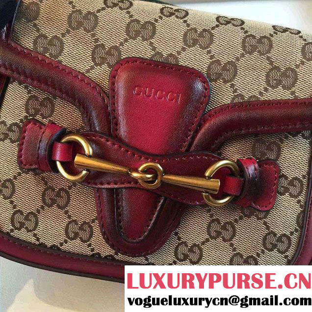 Gucci Lady Web Original GG Canvas Shoulder Small Bag 384821 Burgundy