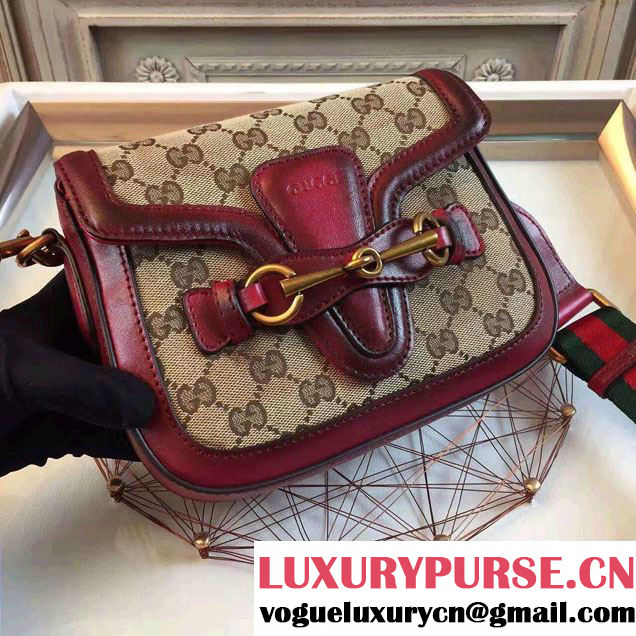 Gucci Lady Web Original GG Canvas Shoulder Small Bag 384821 Burgundy