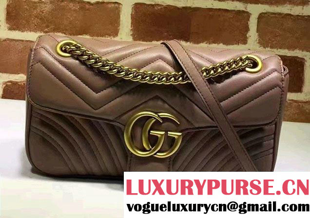 Gucci GG Marmont Matelassé Chevron Small Chain Shoulder Bag 443497 Nude 2016
