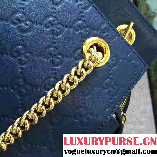 Gucci Soft Signature Shoulder Large Bag 453771 Blue 2017