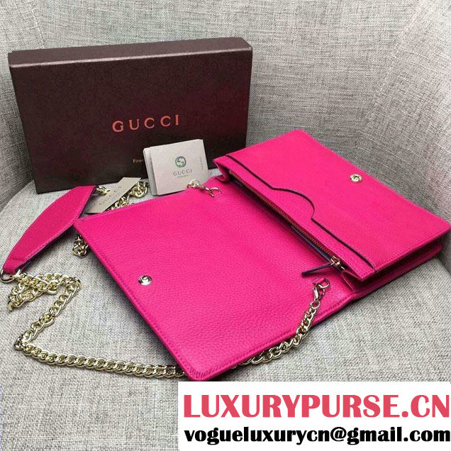 Gucci Soho Leather Mini Chain Wallet Bag 407041 Fuchsia